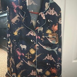 Karen Mabon Zodiac Print Pajama Top Size XS